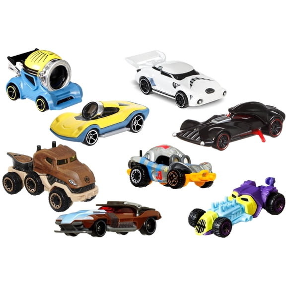 Box of 8 Blockbuster Character Car Assortment - Mattel Hot Wheels HHB74956S - 3" Scale Diecast Model Car