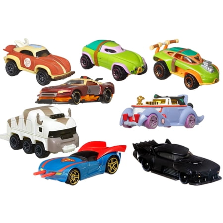 Box of 8 Blockbuster Character Car Assortment - Mattel Hot Wheels HHB74956T - 3" Scale Diecast Model Cars