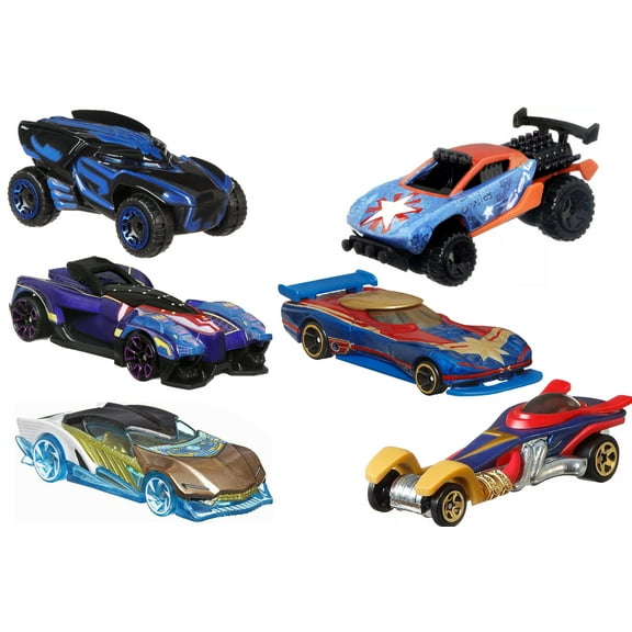Box of 8 Marvel Blockbuster Character Assortment - Mattel Hot Wheels HHB74956G - 3" Scale Diecast Model Cars
