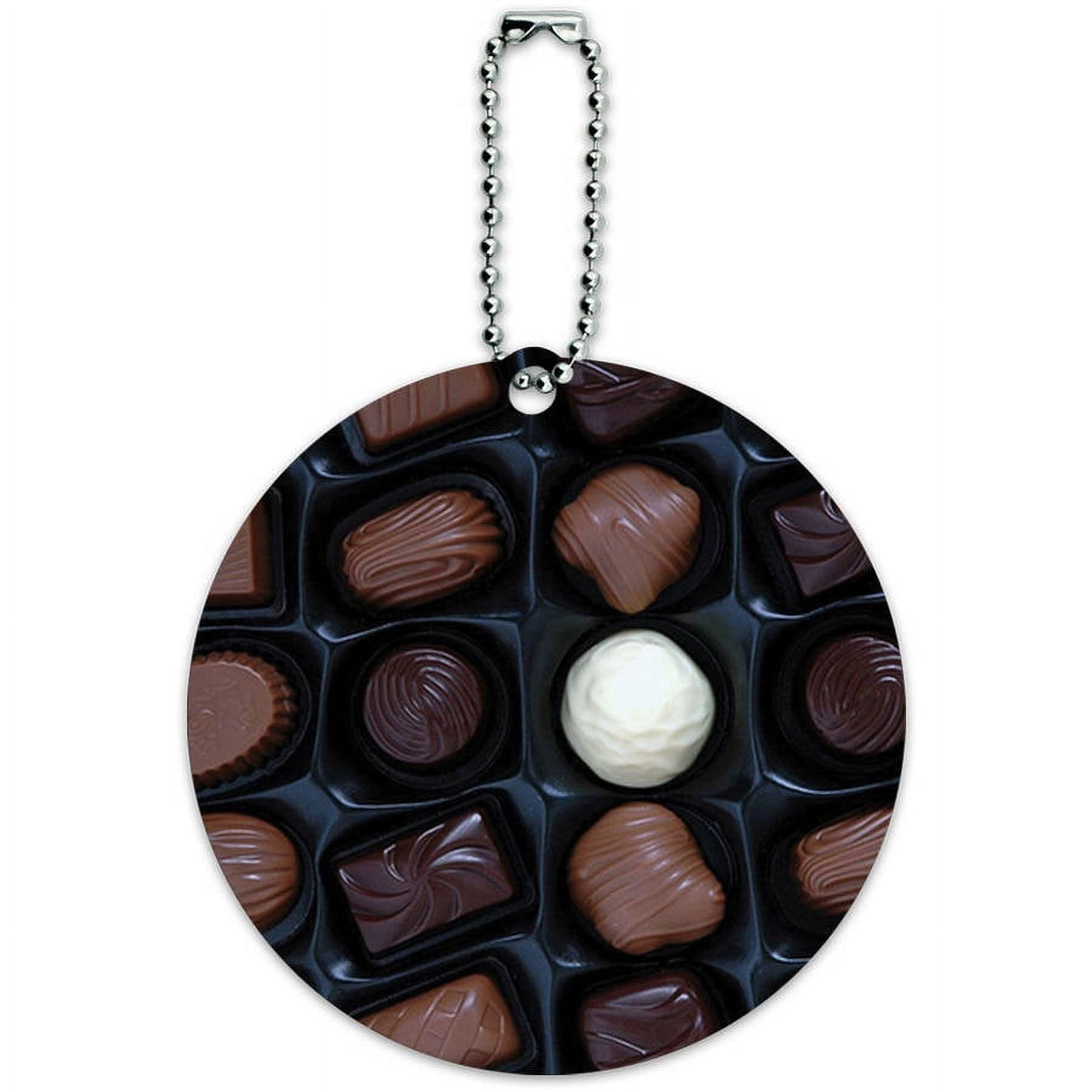 Box of Chocolates Round Luggage ID Tag Card for Suitcase or CarryOn