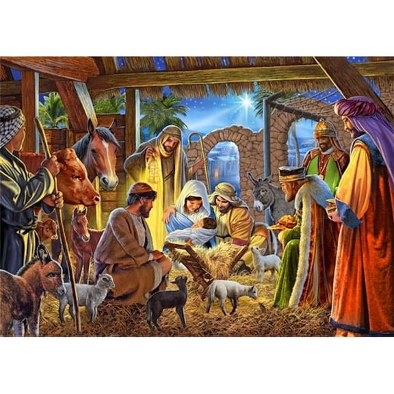 Box of Joyous Nativity Christmas Cards - 15 Cards & 16 Foil Lined Envelopes