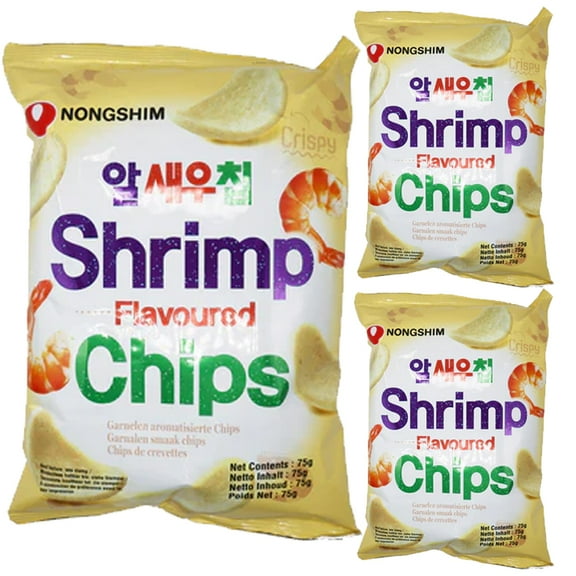 Box of Life Korean Snack Variety Pack - Nongshim Shrimp Flavored Chips 1.58oz (3 Packs)