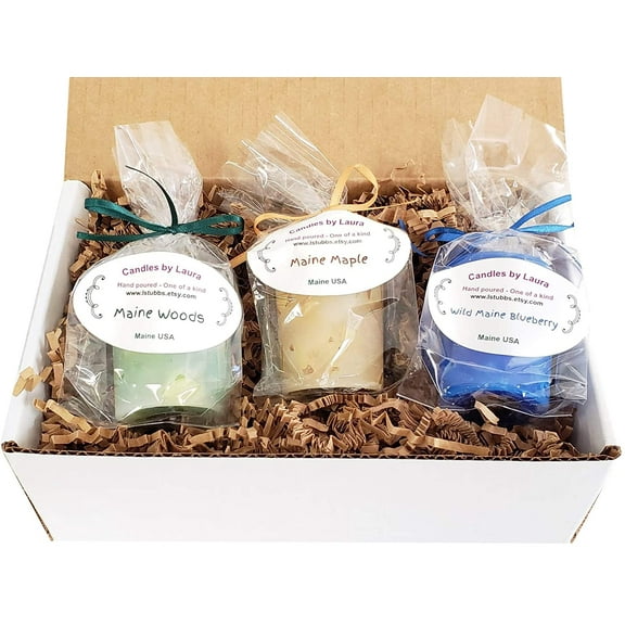 Box of Maine Scents - 3 Pack Gift Set (Wild Blueberry Candle, Maple Candle, Maine Woods Candle)