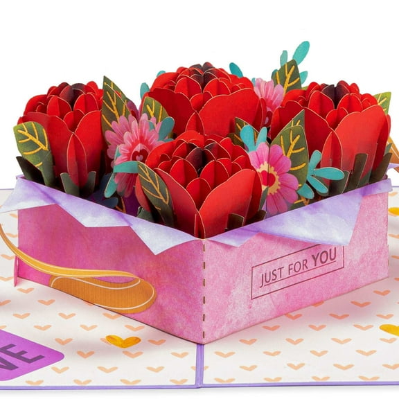 Box of Roses Pop Up Card - 5" x 7"