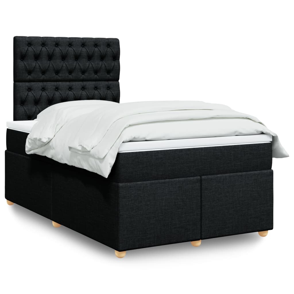 Box spring bed with mattress black 120x190 cm fabric