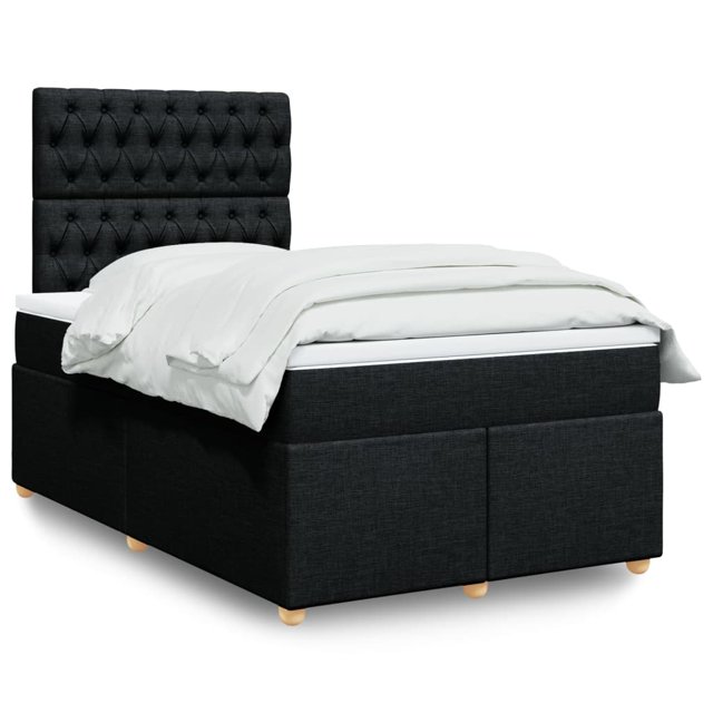 Box spring bed with mattress black 120x190 cm fabric