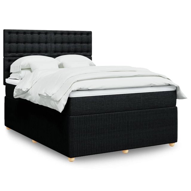 Box spring bed with mattress black 140x190 cm fabric