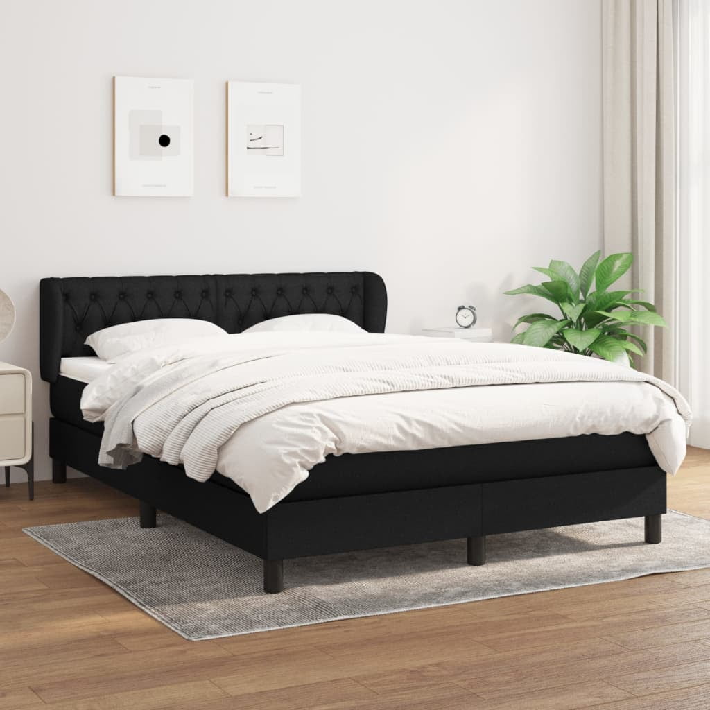 Box spring bed with mattress black 140x190 cm fabric