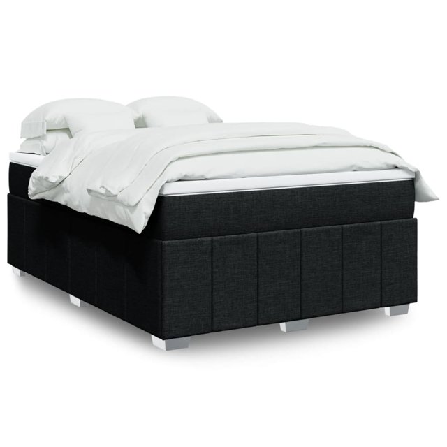 Box spring bed with mattress black 140x190 cm fabric