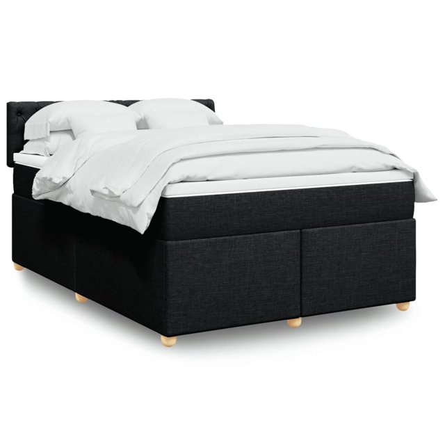 Box spring bed with mattress black 140x190 cm fabric