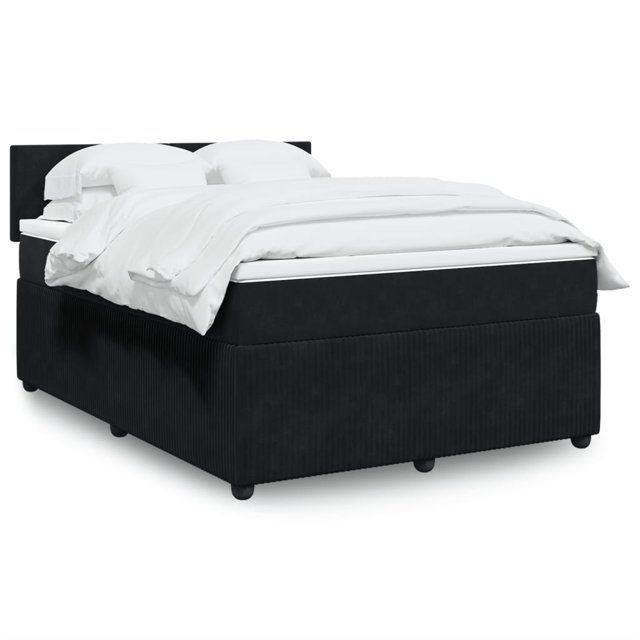 Box spring bed with mattress black 140x190 cm velvet