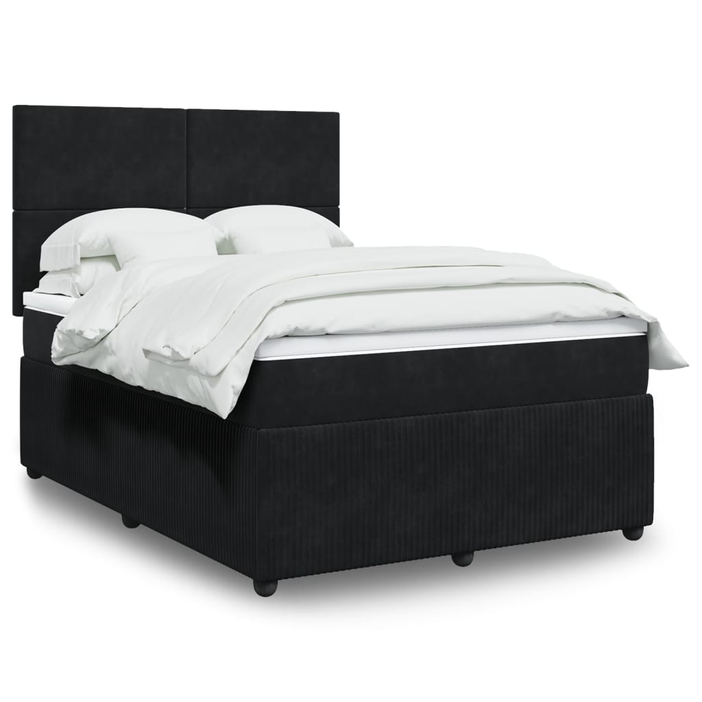 Box spring bed with mattress black 140x190 cm velvet