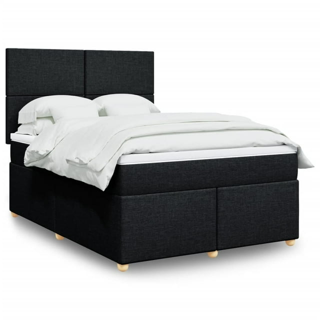 Box spring bed with mattress black 160x200 cm fabric