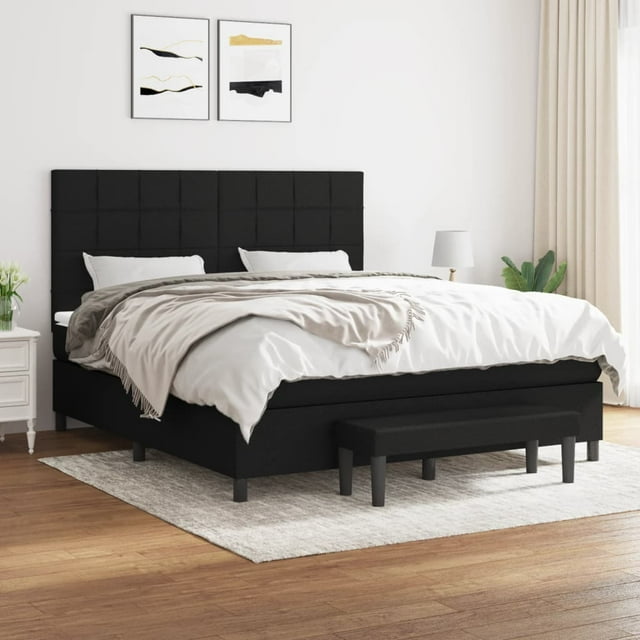 Box spring bed with mattress black 180x200 cm fabric