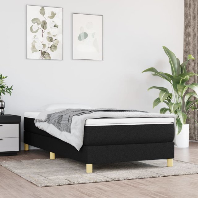 Box spring bed with mattress black 90x190 cm fabric