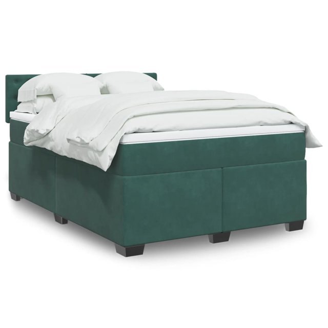 Box spring bed with mattress dark green 140x200 cm velvet
