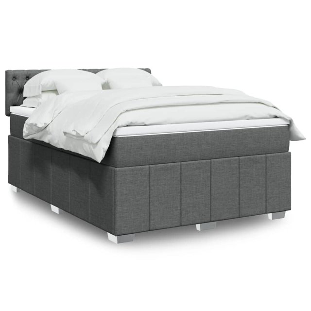 Box spring bed with mattress dark grey 140x190 cm fabric