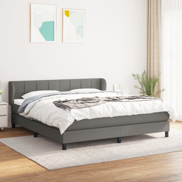 Box spring bed with mattress dark grey 180x200 cm fabric
