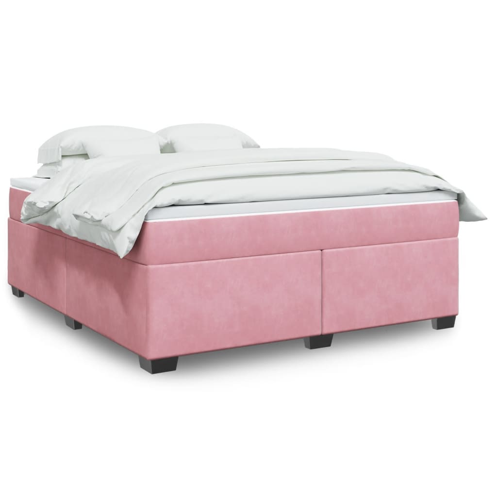 Box spring bed with mattress pink 180x200 cm velvet