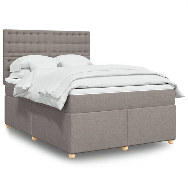 Box spring bed with mattress taupe 140x190 cm fabric