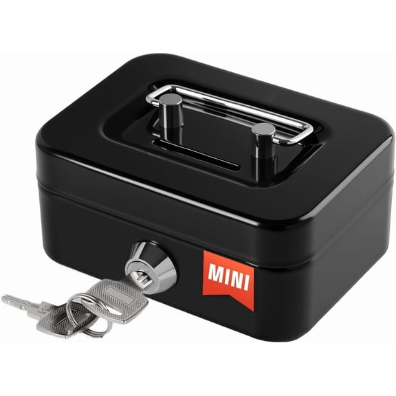 Box with Lock Small Cute Lock Box with Slot Mini Portable Safe Box 4.5"x3.4"x2.4" Black
