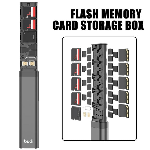 BoxBUDI 30-Slot Memory Card Case Upgraded Crushproof & Shockproof Hard Shell, Large Capacity Portable Anti-Loss Storage Wallet for SD and Micro SD Cards