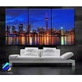 thumbnail image 1 of BoxColors - Large 30"x 60" 3 Panels 30"x20" Ea Art Canvas Print Toronto Canada Skyline Night Light Downtown Bridge Wall Home Decor Interior (Framed 1.5" Depth), 1 of 6