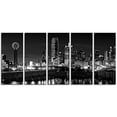 thumbnail image 1 of BoxColors - XLARGE 30"x 70" 5 Panels 30"x14" Ea Art Canvas Print Dallas tx skyline light buildings Black & white Wall Home decor (framed 1.5" depth), 1 of 6
