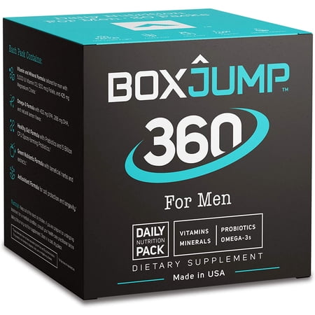 BoxJump 360 for Men Daily Nutrition Packs with Vitamins, Minerals, Omega-3s and Probiotics (30-Day Supply, 30 Count)
