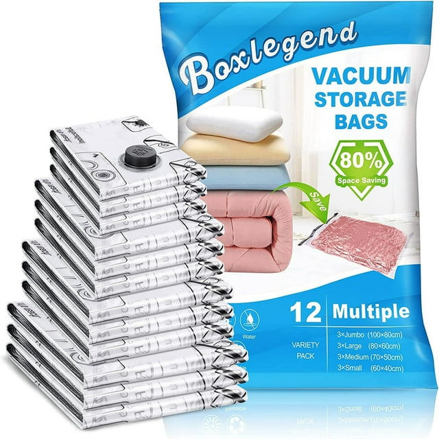 BoxLegend 12 Pack Vacuum Storage Bags Instant Space Saver Storage Bags
