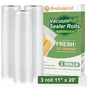 BoxLegend 3 Rolls 11" x 20 Vacuum Sealer Bags, Food Vacuum Seal Bags Rolls, Clear