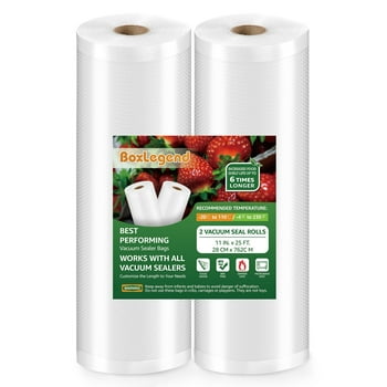 BoxLegend  Food Saver Vacuum Sealer Bags, 2 Rolls 11''x25' Vacuum Heat-Seal Rolls Food Storage Bags
