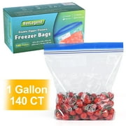 BoxLegend Freezer Bags, Double Zipper Food Storage Bags, 1 Gallon Size, Reusable, 140 Count, Clear