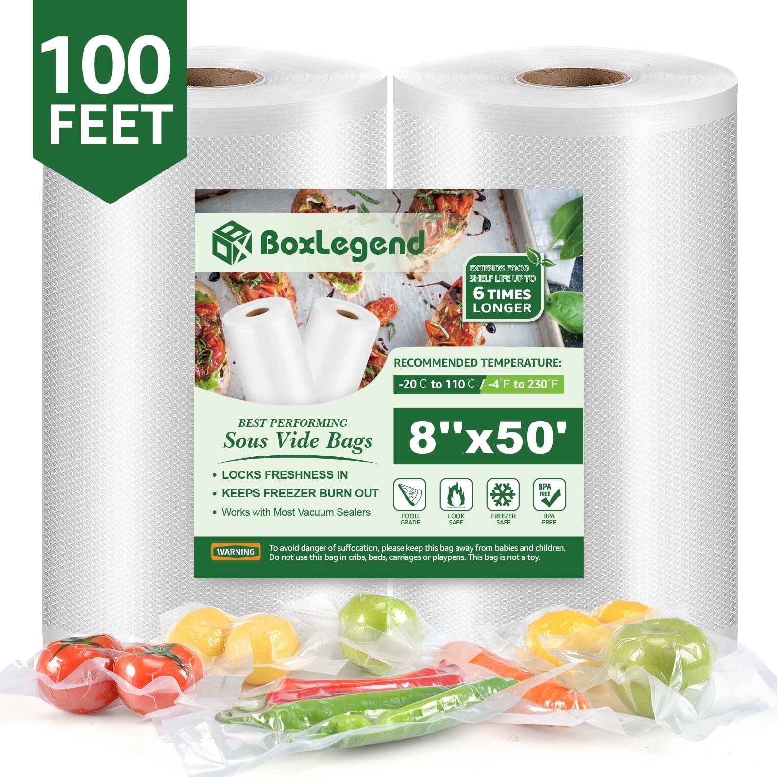 BoxLegend Clear BPA-Free Vacuum Sealer Bags Combo Pack