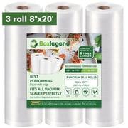 BoxLegend Vacuum Sealer Bags Rolls Food Saver Bags 3 Pack 8x20BPA-Free for Food Storage