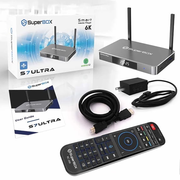 BoxPros SuperBox S7 Ultra Smart Media Player - 6K UHD 4GB RAM 32GB Storage Wi-Fi 6 Bluetooth Voice Remote