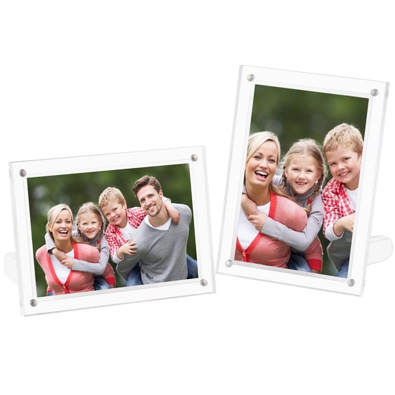 Boxalls 6*8inch Clear Acrylic Photo Frame,Double Sided Picture Frames Horizontal or Vertical Desktop Display