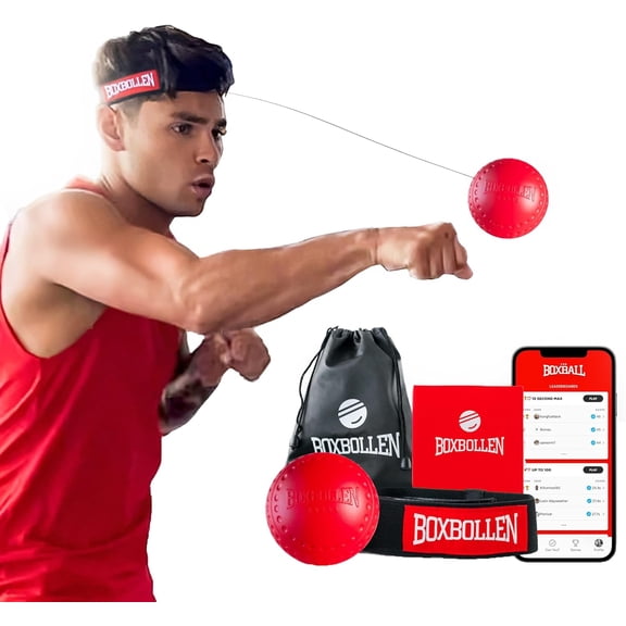Boxbollen Boxing Reflex Ball with Adjustable Strap - Interactive Boxball App Integration - 1 Pack