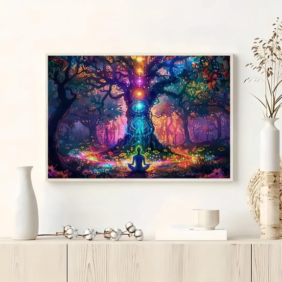 Boxed 1000pcs Puzzle Game - 7 Chakra Tree of Life Design, Family Entertainment and Interactive Game, Brain Challenge, DIY Puzzle, Suitable for Meditation, Yoga Studio, and Home Decoration Puzzle