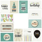 Boxed Birthday Cards Assortment w/ Envelopes, 12 Designs, 4" x 6", 120 Pack