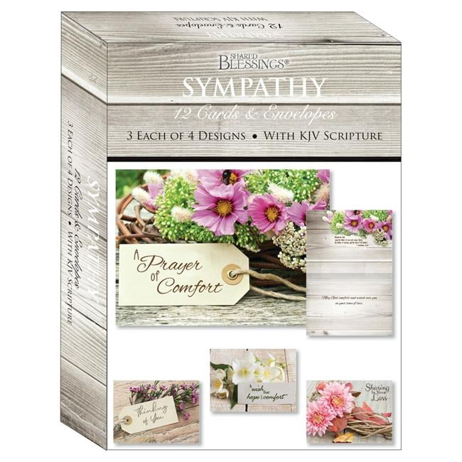 Boxed - Card Shared Blessings-Sympathy Rustic Flowers - Box of 12