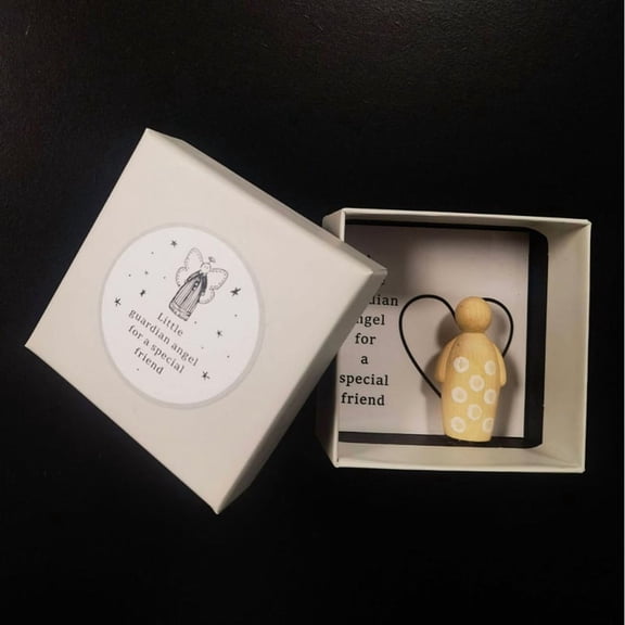 Boxed Guardian Angel for A Special Friend, Handmade Wooden Carving Angel Boxed Gift with Wire Wings and Card Angel,1 * Boxed Guardian Angel