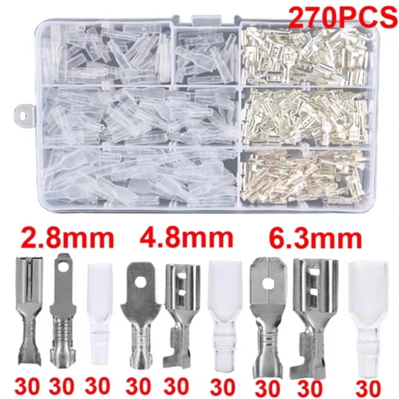 Boxed Insulated Male/Female Cable Connectors 2.8/4.8/6.3mm Electrical Crimp Terminals Terminal Blade Connectors