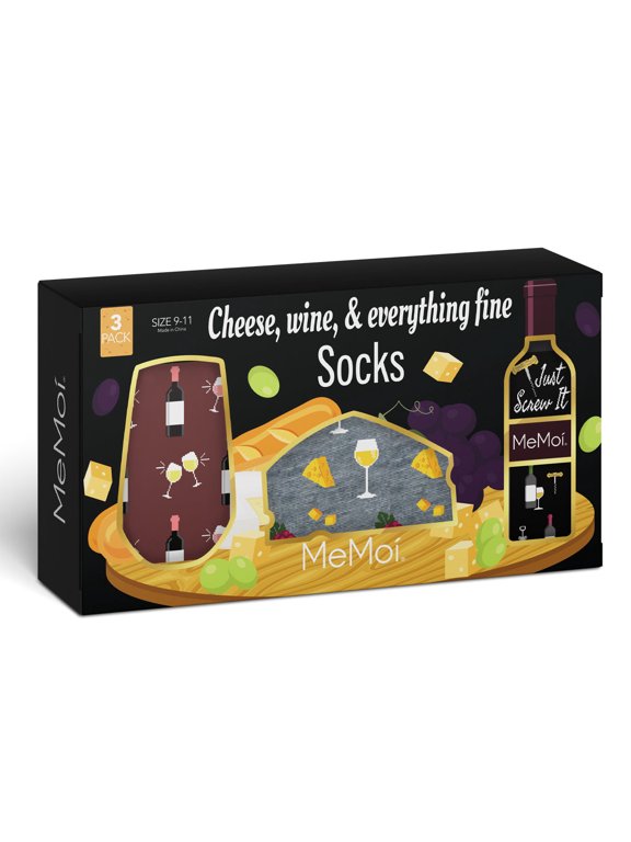 Boxed Wine 3 Pack Gift Set Crew Socks - Womens - Female, One Size, Multi