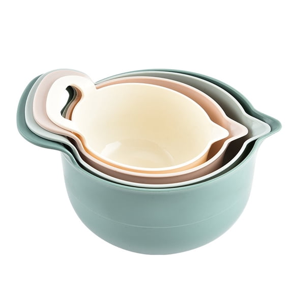 BoxedHome Nesting Plastic Mixing Bowl Set with Pour Spouts and Handles - Non Slip Bottom, BPA free Microwave & Dishwasher Safe( 4 Pack)