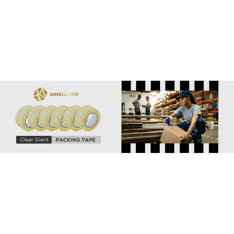 Boxellence Clear Acrylic Silent Packing Tape Noiseless Industrial