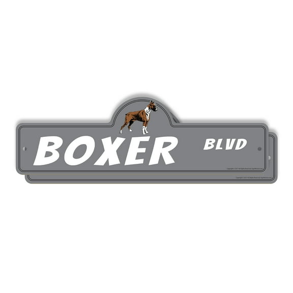 Boxer (2 Pack) Plastic Street Sign - 7 Inch X 20 Inch Gift Dog Breed Pet Cute Loyal Guard Playful Animal Family House Companion Decor