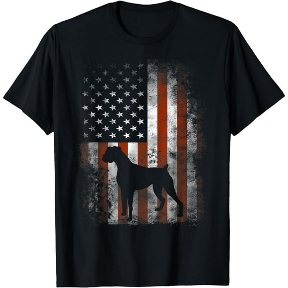 Boxer American Flag Shirt USA 4th Of July Dog T-shirt Gifts T-Shirt