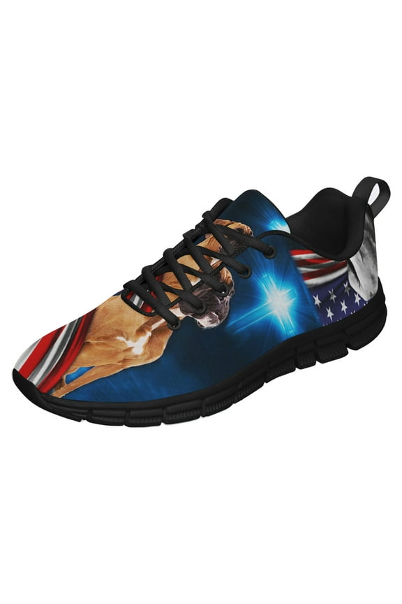 Boxer American Flag Us Running Shoes Sneakers Mesh Black Size 3.5