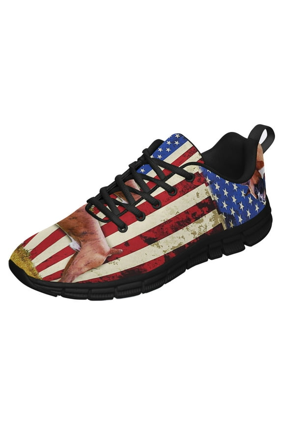 Boxer American Flag Us Running Shoes Sneakers Mesh Black Size 3.5